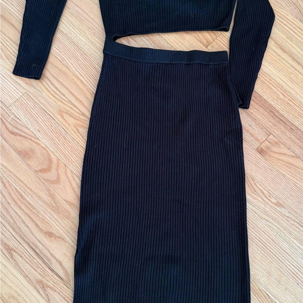 French Connection Black ribbed cutout dress size small NWT
